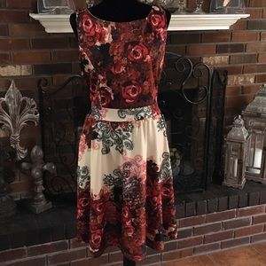 Rose and paisley dress.